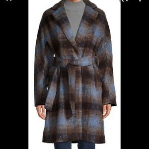 Rachel Zoe Plaid Wool Blend Trench Belted Coat